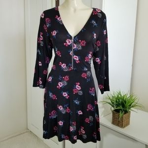 Express Black Floral Stretchy Comfy Dress